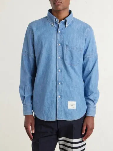 Thom Browne Denim-Effect Cotton Shirt - Men | Thumbnail 3 Thom Browne Denim-Effect Cotton Shirt - Men | Thumbnail 3