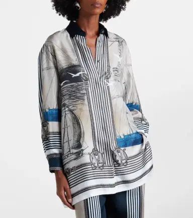 Max Mara Oversized printed silk twill shirt | Thumbnail 2 Max Mara Oversized printed silk twill shirt | Thumbnail 2