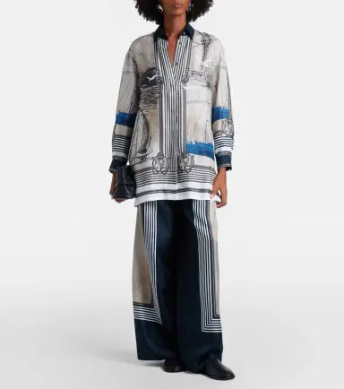 Max Mara Oversized printed silk twill shirt | Thumbnail 4 Max Mara Oversized printed silk twill shirt | Thumbnail 4