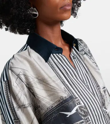 Max Mara Oversized printed silk twill shirt | Thumbnail 6 Max Mara Oversized printed silk twill shirt | Thumbnail 6