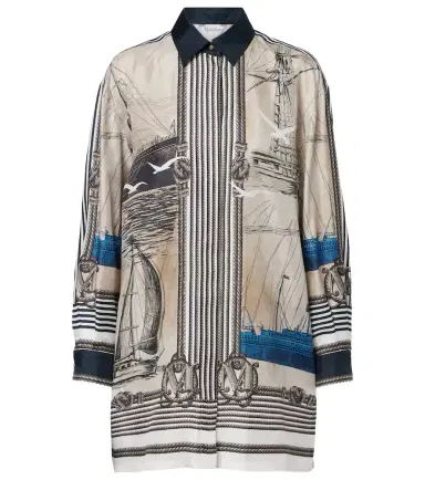 Max Mara Oversized printed silk twill shirt | Thumbnail 1 Max Mara Oversized printed silk twill shirt | Thumbnail 1