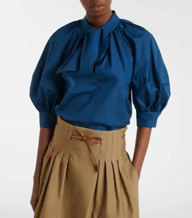 Max Mara Tie-neck cotton poplin blouse | Thumbnail 4 Max Mara Tie-neck cotton poplin blouse | Thumbnail 4