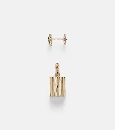 Yvonne Léon Yvonne Léon Trèfle and Le Cubo 9kt gold and enamel single earring and pendant set with diamonds | Thumbnail 5 Yvonne Léon Yvonne Léon Trèfle and Le Cubo 9kt gold and enamel single earring and pendant set with diamonds | Thumbnail 5