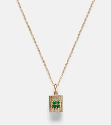 Yvonne Léon Yvonne Léon Trèfle and Le Cubo 9kt gold and enamel single earring and pendant set with diamonds | Thumbnail 6 Yvonne Léon Yvonne Léon Trèfle and Le Cubo 9kt gold and enamel single earring and pendant set with diamonds | Thumbnail 6