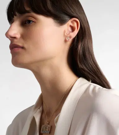 Yvonne Leon Yvonne Léon Palmier and Le Cubo 9kt gold earring and pendant set with turquoise and diamonds | Thumbnail 2 Yvonne Leon Yvonne Léon Palmier and Le Cubo 9kt gold earring and pendant set with turquoise and diamonds | Thumbnail 2