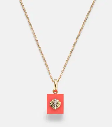 Yvonne Léon Yvonne Léon Coquillage and Le Cubo 9kt gold single earring and pendant set with diamonds | Thumbnail 4 Yvonne Léon Yvonne Léon Coquillage and Le Cubo 9kt gold single earring and pendant set with diamonds | Thumbnail 4