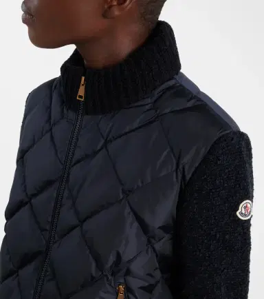 Moncler Down-paneled cotton-blend cardigan | Thumbnail 2 Moncler Down-paneled cotton-blend cardigan | Thumbnail 2