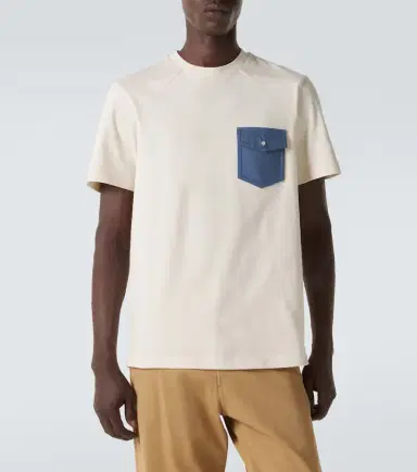 Moncler Denim-trimmed cotton jersey T-shirt | Thumbnail 2 Moncler Denim-trimmed cotton jersey T-shirt | Thumbnail 2