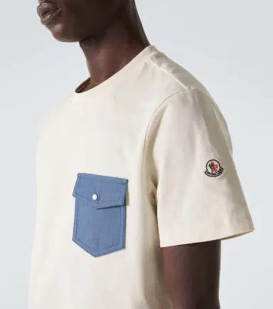 Moncler Denim-trimmed cotton jersey T-shirt | Thumbnail 5 Moncler Denim-trimmed cotton jersey T-shirt | Thumbnail 5