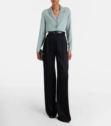Max Mara Crêpe satin wide-leg pants | Thumbnail 4 Max Mara Crêpe satin wide-leg pants | Thumbnail 4