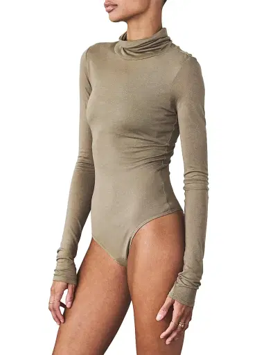 Artemis Diciero Women's Marina Long-Sleeve Sheer Bodysuit - Olive - Size Small | Thumbnail 4 Artemis Diciero Women's Marina Long-Sleeve Sheer Bodysuit - Olive - Size Small | Thumbnail 4