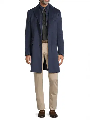 Corneliani Men's ID Tailored Wool Coat - Mid Blue | Thumbnail 2 Corneliani Men's ID Tailored Wool Coat - Mid Blue | Thumbnail 2