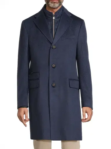 Corneliani Men's ID Tailored Wool Coat - Mid Blue | Thumbnail 3 Corneliani Men's ID Tailored Wool Coat - Mid Blue | Thumbnail 3