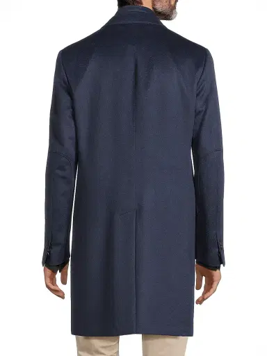 Corneliani Men's ID Tailored Wool Coat - Mid Blue | Thumbnail 5 Corneliani Men's ID Tailored Wool Coat - Mid Blue | Thumbnail 5