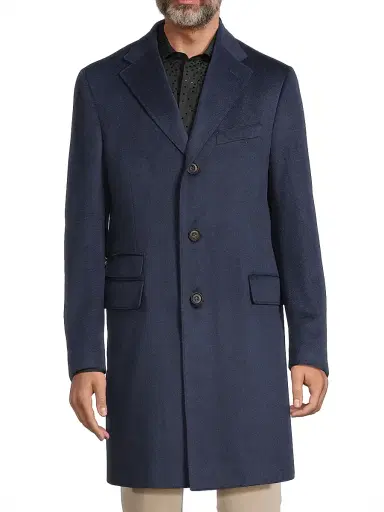 Corneliani Men's ID Tailored Wool Coat - Mid Blue | Thumbnail 6 Corneliani Men's ID Tailored Wool Coat - Mid Blue | Thumbnail 6