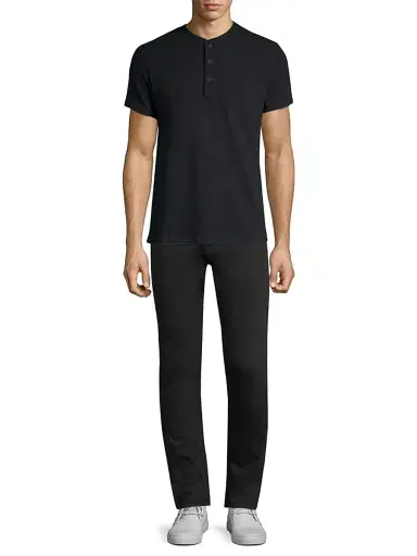 rag & bone Men's Modern Slim-fit Short Sleeve Henley T-Shirt - Black | Thumbnail 2 rag & bone Men's Modern Slim-fit Short Sleeve Henley T-Shirt - Black | Thumbnail 2