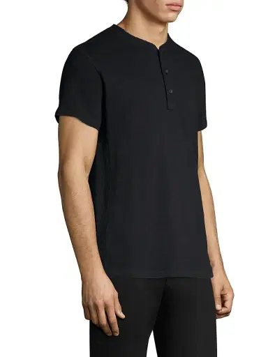 rag & bone Men's Modern Slim-fit Short Sleeve Henley T-Shirt - Black | Thumbnail 4 rag & bone Men's Modern Slim-fit Short Sleeve Henley T-Shirt - Black | Thumbnail 4