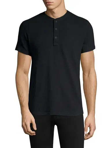 rag & bone Men's Modern Slim-fit Short Sleeve Henley T-Shirt - Black | Thumbnail 1 rag & bone Men's Modern Slim-fit Short Sleeve Henley T-Shirt - Black | Thumbnail 1