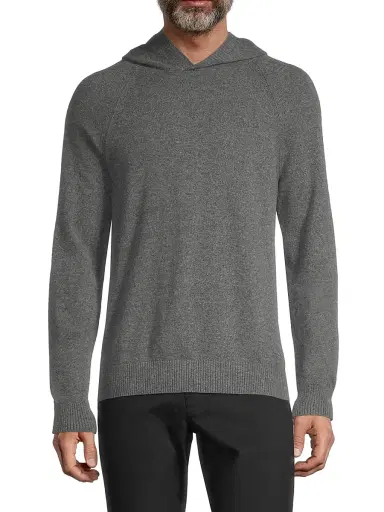 Vince Men's Wool & Cashmere Hooded Sweater - Medium Grey | Thumbnail 3 Vince Men's Wool & Cashmere Hooded Sweater - Medium Grey | Thumbnail 3