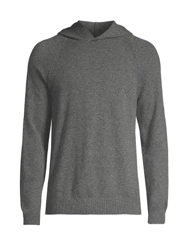 Vince Men's Wool & Cashmere Hooded Sweater - Medium Grey | Thumbnail 1 Vince Men's Wool & Cashmere Hooded Sweater - Medium Grey | Thumbnail 1