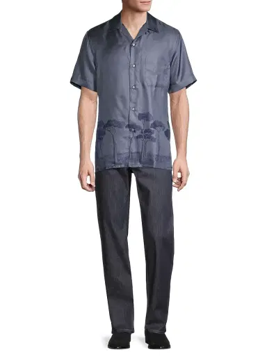 Brioni Men's Roman Trees Silk Sport Shirt | Thumbnail 2 Brioni Men's Roman Trees Silk Sport Shirt | Thumbnail 2