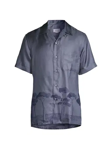 Brioni Men's Roman Trees Silk Sport Shirt | Thumbnail 1 Brioni Men's Roman Trees Silk Sport Shirt | Thumbnail 1