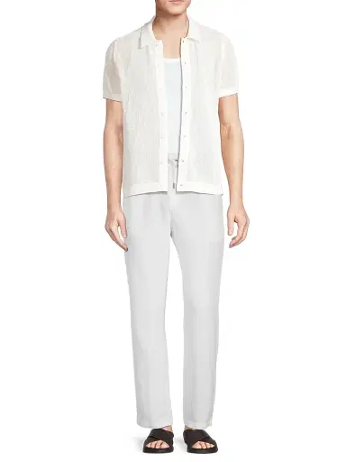 Onia Men's Linen-Blend Drawstring Pants - White | Thumbnail 2 Onia Men's Linen-Blend Drawstring Pants - White | Thumbnail 2