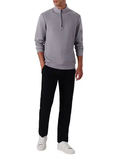 Bugatchi Men's Quarter-Zip Knit Jacket - Platinum | Thumbnail 2 Bugatchi Men's Quarter-Zip Knit Jacket - Platinum | Thumbnail 2