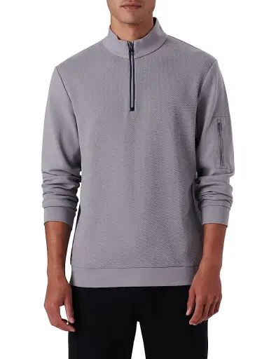 Bugatchi Men's Quarter-Zip Knit Jacket - Platinum | Thumbnail 3 Bugatchi Men's Quarter-Zip Knit Jacket - Platinum | Thumbnail 3