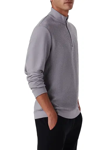 Bugatchi Men's Quarter-Zip Knit Jacket - Platinum | Thumbnail 4 Bugatchi Men's Quarter-Zip Knit Jacket - Platinum | Thumbnail 4