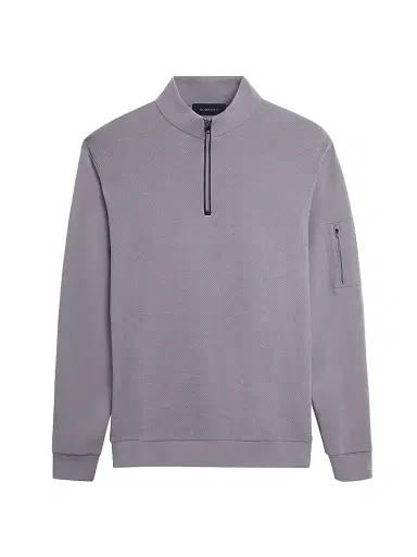 Bugatchi Men's Quarter-Zip Knit Jacket - Platinum | Thumbnail 1 Bugatchi Men's Quarter-Zip Knit Jacket - Platinum | Thumbnail 1