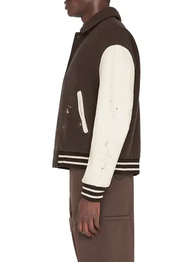 FRAME Men's Wool-Blend Splatter Bomber Jacket - Espresso Ecru | Thumbnail 3 FRAME Men's Wool-Blend Splatter Bomber Jacket - Espresso Ecru | Thumbnail 3
