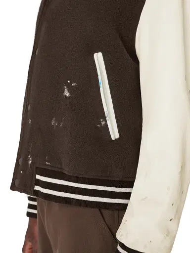 FRAME Men's Wool-Blend Splatter Bomber Jacket - Espresso Ecru | Thumbnail 5 FRAME Men's Wool-Blend Splatter Bomber Jacket - Espresso Ecru | Thumbnail 5