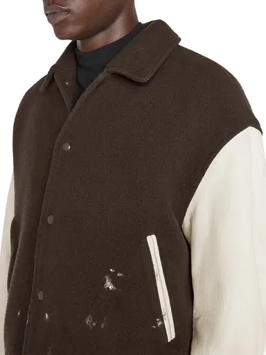FRAME Men's Wool-Blend Splatter Bomber Jacket - Espresso Ecru | Thumbnail 8 FRAME Men's Wool-Blend Splatter Bomber Jacket - Espresso Ecru | Thumbnail 8