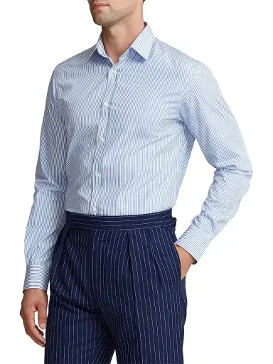 Ralph Lauren Purple Label Men's Philip NK Striped Cotton Long-Sleeve Shirt | Thumbnail 4 Ralph Lauren Purple Label Men's Philip NK Striped Cotton Long-Sleeve Shirt | Thumbnail 4