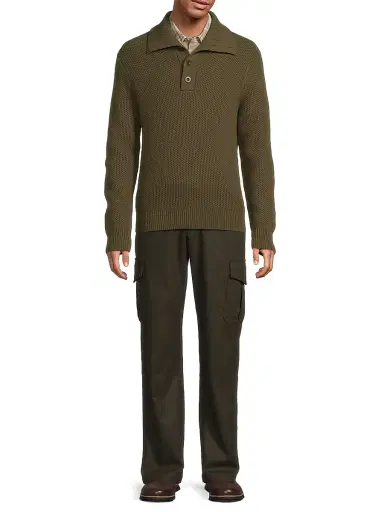 Vince Men's Honeycomb Lambswool Pullover - Leaf | Thumbnail 2 Vince Men's Honeycomb Lambswool Pullover - Leaf | Thumbnail 2
