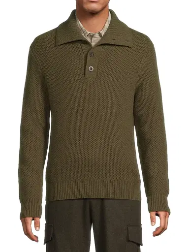 Vince Men's Honeycomb Lambswool Pullover - Leaf | Thumbnail 3 Vince Men's Honeycomb Lambswool Pullover - Leaf | Thumbnail 3