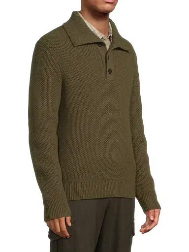Vince Men's Honeycomb Lambswool Pullover - Leaf | Thumbnail 4 Vince Men's Honeycomb Lambswool Pullover - Leaf | Thumbnail 4