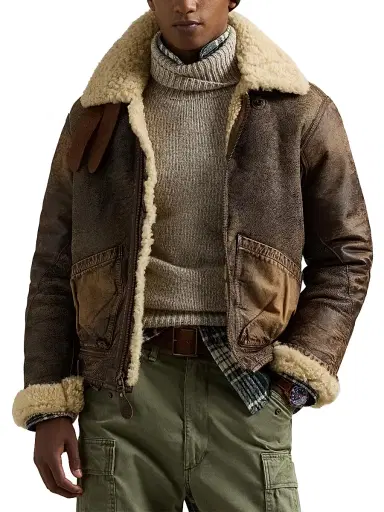 Polo Ralph Lauren Men's Shearling-Lined Bomber Jacket | Thumbnail 3 Polo Ralph Lauren Men's Shearling-Lined Bomber Jacket | Thumbnail 3
