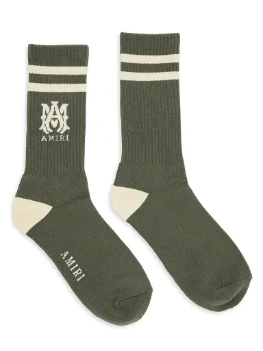 Amiri Men's MA Striped Socks - Olive | Thumbnail 1 Amiri Men's MA Striped Socks - Olive | Thumbnail 1