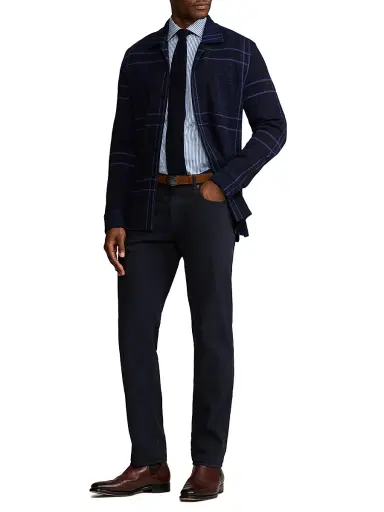 Ralph Lauren Purple Label Men's Plaid Cashmere Shirt Sweater - Navy Multi - Size Large | Thumbnail 2 Ralph Lauren Purple Label Men's Plaid Cashmere Shirt Sweater - Navy Multi - Size Large | Thumbnail 2