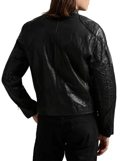 Polo Ralph Lauren Men's Café Racer Leather Biker Jacket - Polo Black - Size XL | Thumbnail 4 Polo Ralph Lauren Men's Café Racer Leather Biker Jacket - Polo Black - Size XL | Thumbnail 4