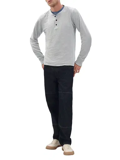 rag & bone Men's Classic Flame Henley - Harbor Grey | Thumbnail 2 rag & bone Men's Classic Flame Henley - Harbor Grey | Thumbnail 2