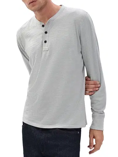 rag & bone Men's Classic Flame Henley - Harbor Grey | Thumbnail 4 rag & bone Men's Classic Flame Henley - Harbor Grey | Thumbnail 4