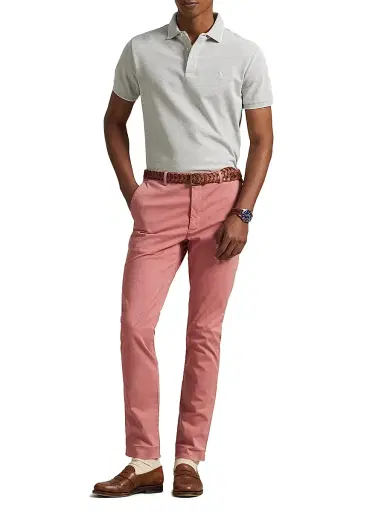 Polo Ralph Lauren Men's Custom-Slim-Fit Stretch Oxford Mesh Polo Shirt - Andover Heather White | Thumbnail 2 Polo Ralph Lauren Men's Custom-Slim-Fit Stretch Oxford Mesh Polo Shirt - Andover Heather White | Thumbnail 2