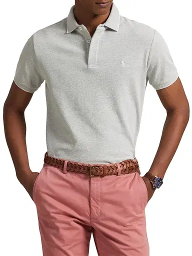 Polo Ralph Lauren Men's Custom-Slim-Fit Stretch Oxford Mesh Polo Shirt - Andover Heather White | Thumbnail 3 Polo Ralph Lauren Men's Custom-Slim-Fit Stretch Oxford Mesh Polo Shirt - Andover Heather White | Thumbnail 3