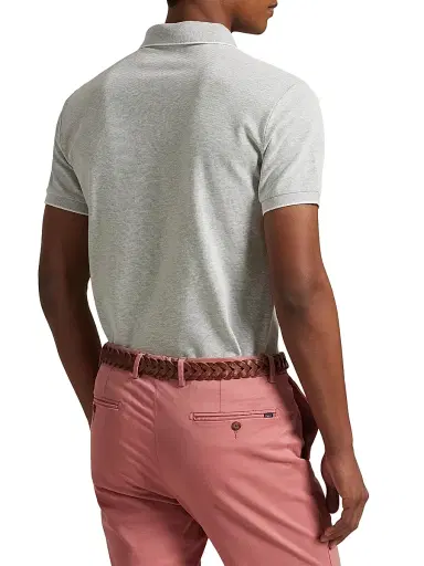 Polo Ralph Lauren Men's Custom-Slim-Fit Stretch Oxford Mesh Polo Shirt - Andover Heather White | Thumbnail 4 Polo Ralph Lauren Men's Custom-Slim-Fit Stretch Oxford Mesh Polo Shirt - Andover Heather White | Thumbnail 4