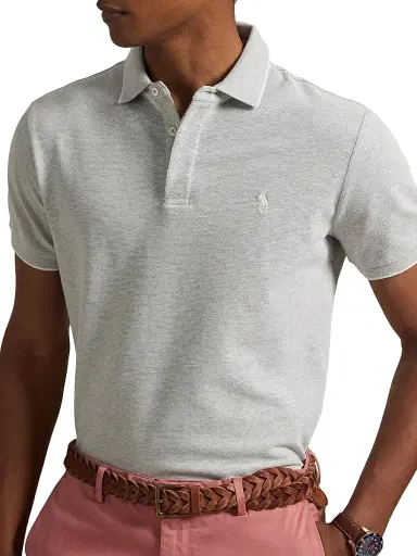 Polo Ralph Lauren Men's Custom-Slim-Fit Stretch Oxford Mesh Polo Shirt - Andover Heather White | Thumbnail 5 Polo Ralph Lauren Men's Custom-Slim-Fit Stretch Oxford Mesh Polo Shirt - Andover Heather White | Thumbnail 5