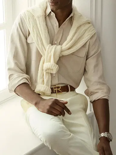 Ralph Lauren Purple Label Men's Silk-Linen Canvas Shirt - Summer Sand | Thumbnail 5 Ralph Lauren Purple Label Men's Silk-Linen Canvas Shirt - Summer Sand | Thumbnail 5