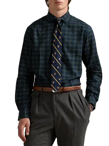 Polo Ralph Lauren Men's Classic-Fit Plaid Twill Button-Front Shirt - Navy Green Multi - Size XS | Thumbnail 3 Polo Ralph Lauren Men's Classic-Fit Plaid Twill Button-Front Shirt - Navy Green Multi - Size XS | Thumbnail 3